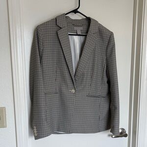H&M Fitted Houndstooth Single-Button Blazer - Women's Size Large